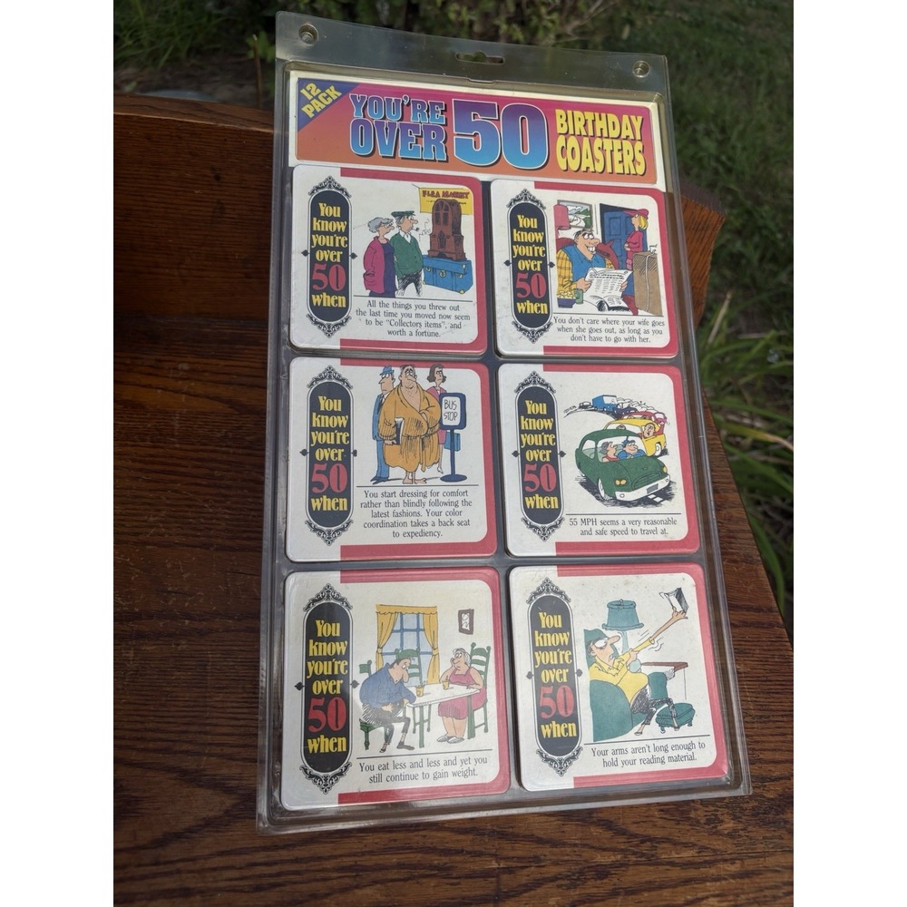 1995 Funny Coasters You Know Your Over 50 When Birthday NOS